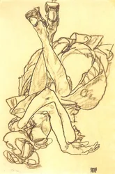 Girl Lying on Her Back with Crossed Arms and Legs